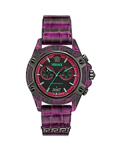 Versace Men's Swiss Chronograph Pink Silicone Strap Watch 44mm