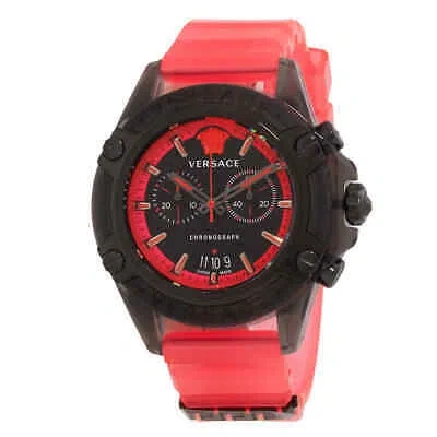 Pre-owned Versace Icon Active Chronograph Quartz Black Dial Men's Watch Vez700221