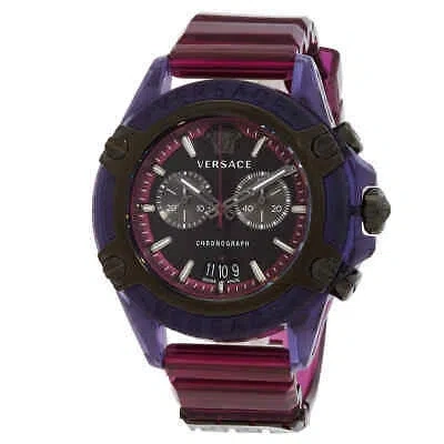 Pre-owned Versace Icon Active Chronograph Quartz Black Dial Men's Watch Vez701423