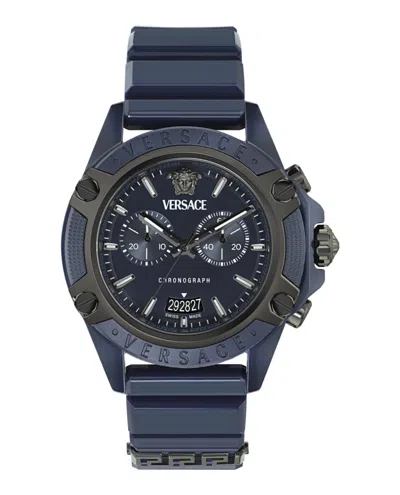 Versace Icon Active Chronograph Watch In Blue