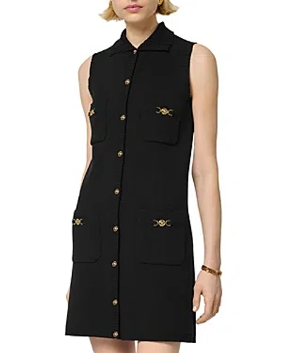 Versace Black Mini Sleeveless Dress With Medusa Detail