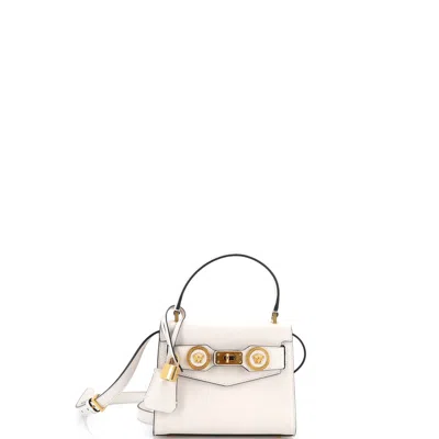 Versace Icon Convertible Top Handle Bag Leather Mini In White
