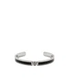 Versace Black Cuff Bracelet With Medusa Plaque And Greca Engravings In Brass Man In Black