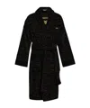 Versace Men's Medusa 95 Jacquard Terry Cloth Crocodile Pattern Robe In Black