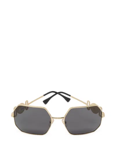 Pre-owned Versace Icon Medusa Square Sunglasses In Gold
