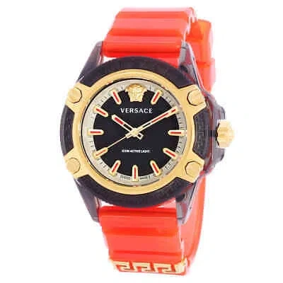 Pre-owned Versace Icon Quartz Black Dial Men's Watch Ve6e00223
