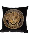 Versace Studded Sequinned Medusa Head Cushion In Black