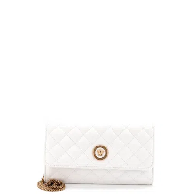 Versace Icon Wallet On Chain Quilted Leather In White