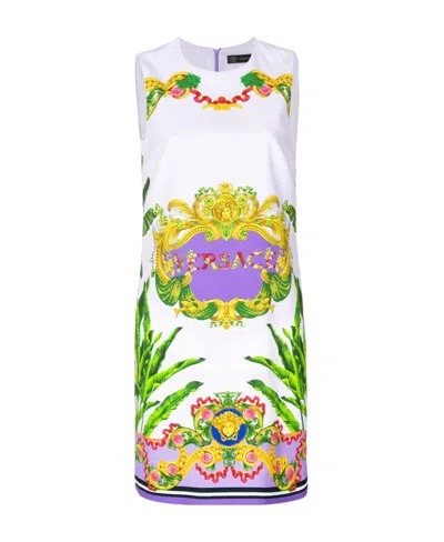 Versace Iconic Printed Dress In White