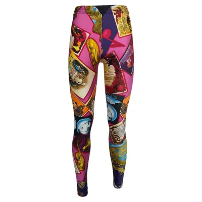 Pre-owned Versace Iconic  Couture Printed Stretch Leggings Pants, Fall-winter 1991 In Brown