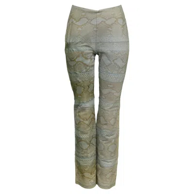 Pre-owned Versace Iconic  Couture Turquoise Blue Python Leather Pants Runway 1999