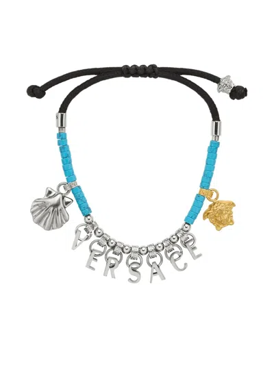 Versace Icons De La Mer Beaded Bracelet In Silver