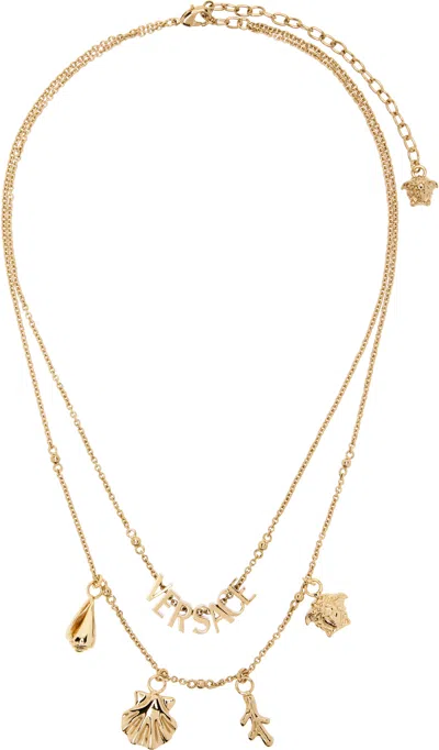Versace Seashell-charm Necklace In Gold