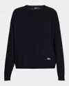 Versace Icons Wool-cashmere Crewneck Sweater In Ink Blue