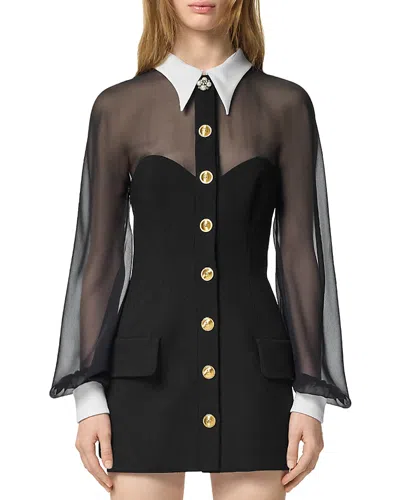 Versace Contrast-collar Bustier Mini Dress In Bblack