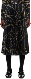 VERSACE INDIGO GRECA NAUTICAL PLEATED MIDI SKIRT