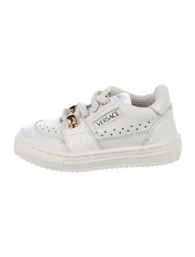 Pre-owned Versace Babies' Infant Boy's Low Top Leather Sneakers In White