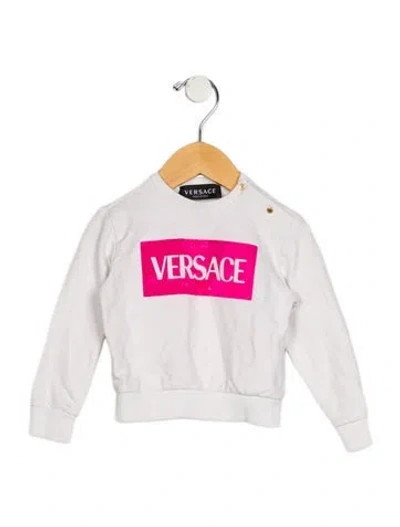 Pre-owned Versace Babies' Infant Girls Embroidered Sweater In Pink/white