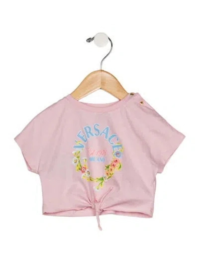 Pre-owned Versace Babies' Infant Girls' Printed Short Sleeve Shirt  W/tags In Pink