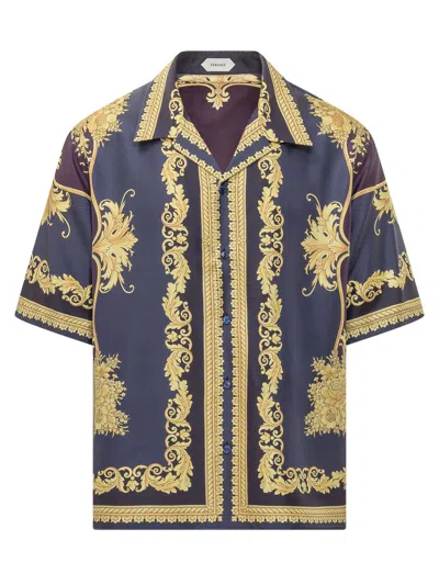 Versace Informal Baroque Shirt In Blue