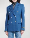 Versace Double-breasted Tweed Boucl In Denim
