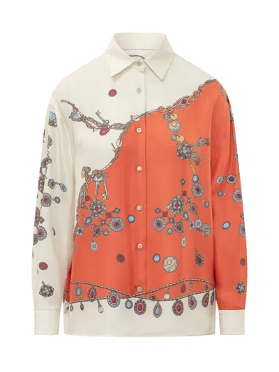 Versace Informal Dress Shirt In Silk Fabric In Multi