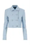 Versace Informal Jacket Double Vichy Wool Natte Fabric In 2ve70palebluewhite