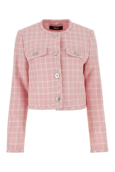 VERSACE VERSACE EMBROIDERED TWEED BLAZER
