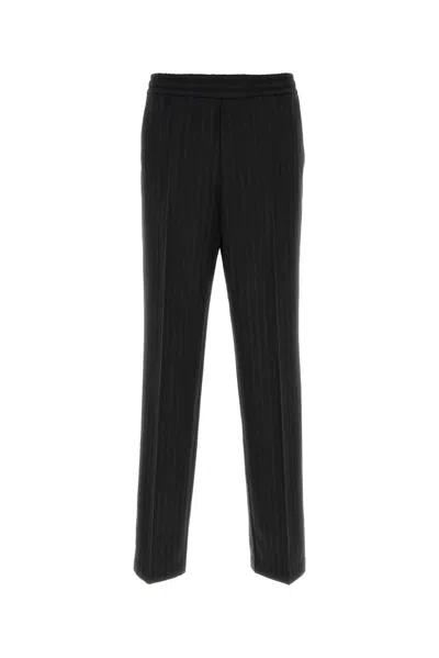 Versace Informal Pant Responsible Greca Jacquard Wool Even In Black