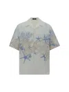 Versace Coral Print Cotton Short Sleeve Shirt
