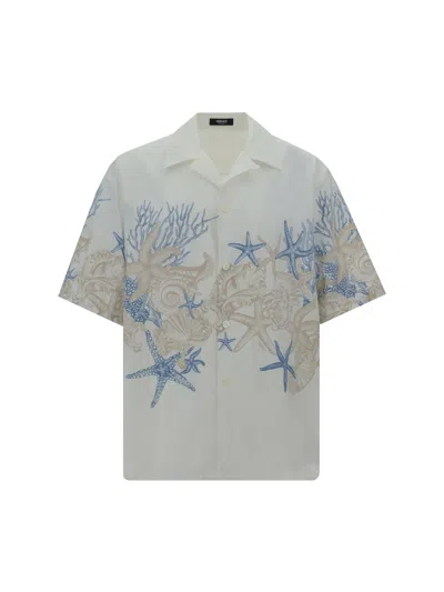 Versace Informal Shirt In White+dusty Blue+bone