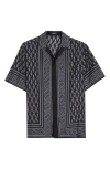 Versace Pattern-printed Short-sleeved Shirt In Black