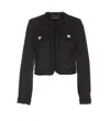 Versace Informal Fringe Tweed Jacket In Black