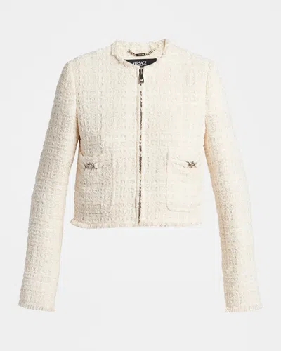 Versace Informal Tweed Jacket In White