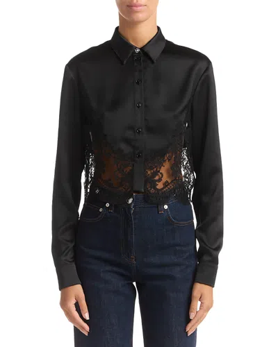 Versace Informal Washed Techno Satin Shirt In Black
