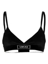 Versace Barocco Embellished Lurex Knit Bra Top In Black