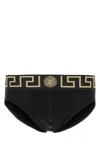 Versace Set Di Slip In Cotone Stretch Nero Uomo