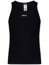 Versace Men Logo Embroidery Tank Top In Black