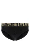 Versace Stretch Cotton Brief Set With Geometric Pattern In Multi
