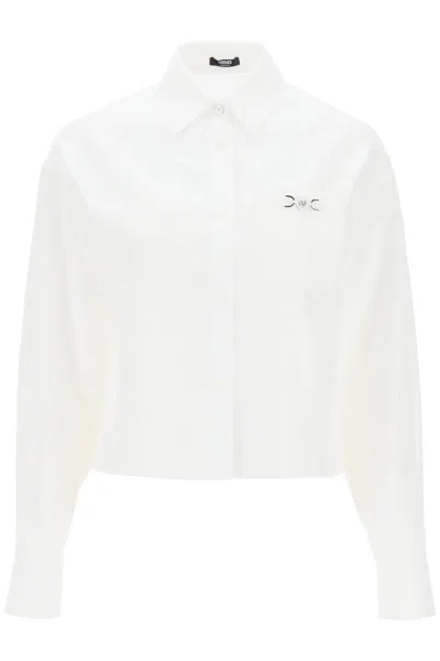 Versace Intricate Baroque Cotton Shirt For Women In White