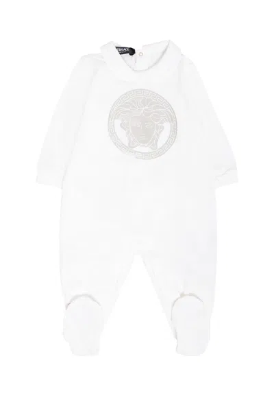 Versace Ivory Babygrow With Medusa Fro Baby In White