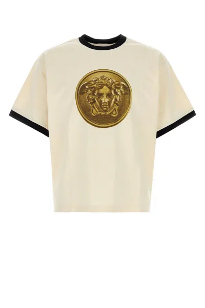 Versace Ivory Cotton T-shirt In Neutral
