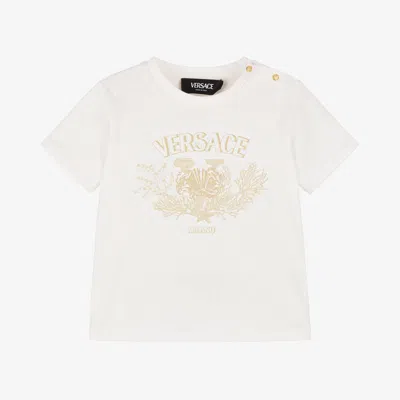 Versace Ivory Cotton University Coral Baby T-shirt