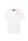 Versace Polo Piquet - Greca - Outline Medusa Embroidery In White