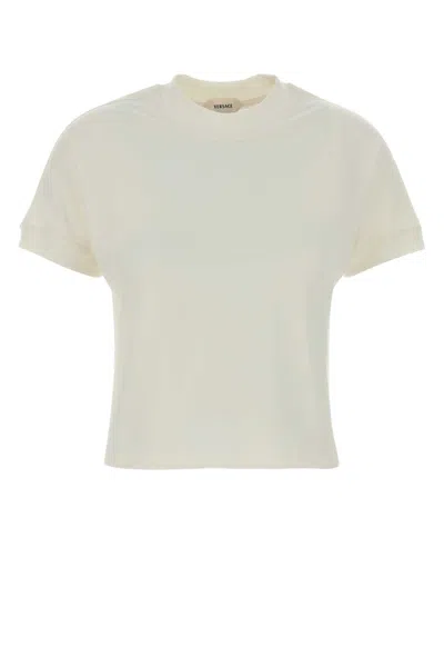 Versace Ivory Stretch Cotton T-shirt In White