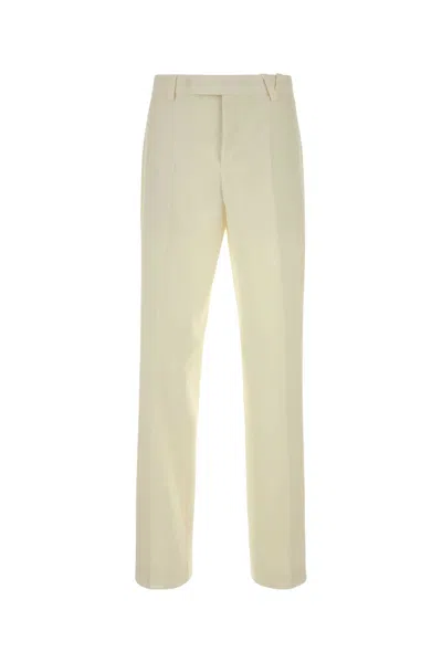 Versace Wool Blend Tailored Trousers Belt Loops In Brown