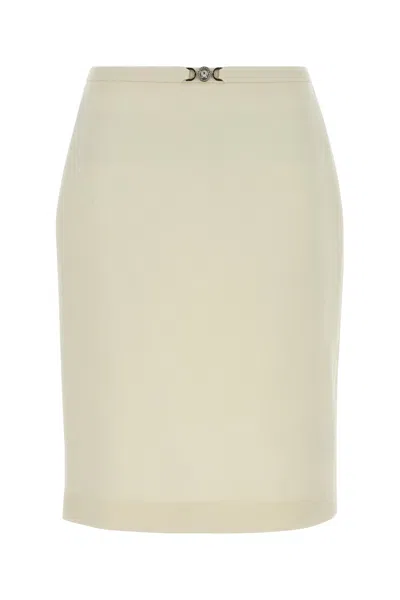 Versace Ivory Wool Mini Skirt In White