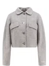 VERSACE GREY CROPPED JACKET WITH MEDUSA BUTTONS IN WOOL BLEND WOMAN