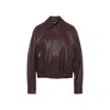 Versace Buffalo Leather Jacket Collared Design In Burgundy