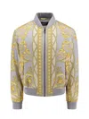 Versace Baroque-pattern Print Bomber Jacket In Gold
